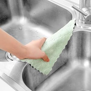 kimteny Cleaning Cloths Kitchen Towels Microfiber Washcloths Lint Free Dish Cloth Reusable Dishtowels Household Super Absorbent Fast Drying, 10