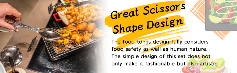 2 PACK Buffet Tongs,Stainless Steel Salad Tongs,Serving Tongs for Home Kitchen,Cake,Bread,Catering,Party,Barbecue,Seafood,Frying(10Inch and 8Inch)