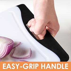 Extra Large Cutting Boards, Plastic for Kitchen (Set of 4) Dishwasher Chopping Board with Juice Grooves, Easy-Grip Handles, Black, Empune