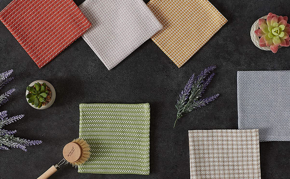 DII Everyday Kitchen Collection Assorted Dishcloth Set, 12x12, Antique Green, 5 Count