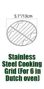 CAMPINGMOON φ8.27inch/φ21cm Round Stainless Steel Roasting Baking Steaming Cooling Rack Cooking Grid Grill Fits for 10-inch Dutch Oven W21