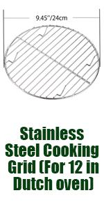 CAMPINGMOON φ8.27inch/φ21cm Round Stainless Steel Roasting Baking Steaming Cooling Rack Cooking Grid Grill Fits for 10-inch Dutch Oven W21