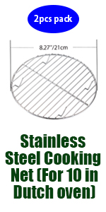 CAMPINGMOON φ8.27inch/φ21cm Round Stainless Steel Roasting Baking Steaming Cooling Rack Cooking Grid Grill Fits for 10-inch Dutch Oven W21