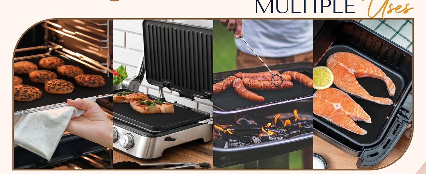 Oven Liners for Bottom of Oven - 3 Pack Large Heavy Duty Mats, 16.25”x23” Non-Stick Reusable Liner for Electric, Gas, Toasters, Grills - BPA & PFOA Free Kitchen Accessory to Keep It Clean (Black)