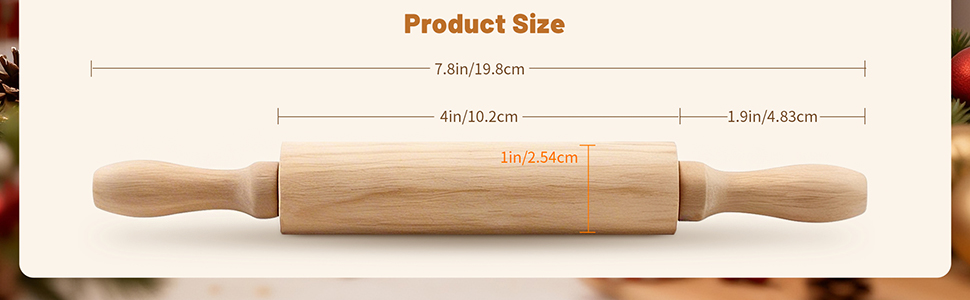 BILLIOTEAM 6 Pack 8 Inch Mini Wood Rolling Pin,Great for Children Kids Girls and Boys,Small Wooden Rollers for Art and Crafting,Baking,Cookie Dough,Cooking,Clay,Play Doh
