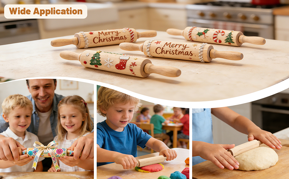 BILLIOTEAM 6 Pack 8 Inch Mini Wood Rolling Pin,Great for Children Kids Girls and Boys,Small Wooden Rollers for Art and Crafting,Baking,Cookie Dough,Cooking,Clay,Play Doh