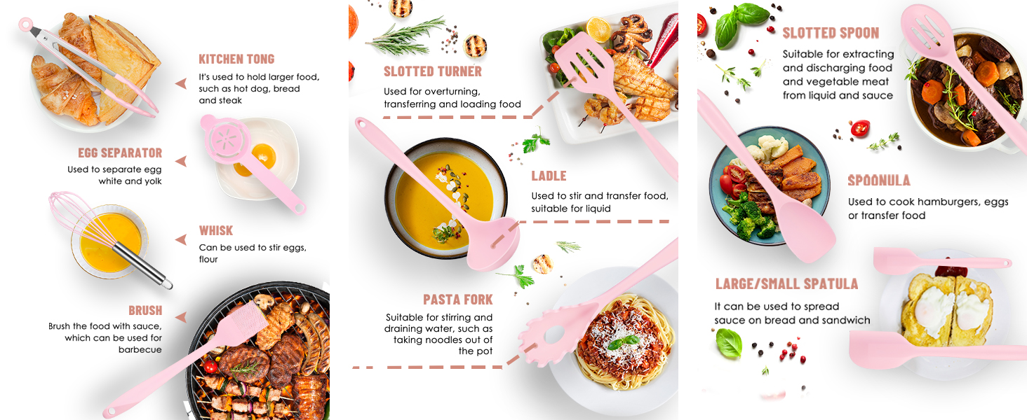 Kitchen Utensils Set-12 Pieces Silicone Cooking Utensils Set (Dishwasher Safe) 392°F Heat Resistant Spatula Set, Nonstick Cookware