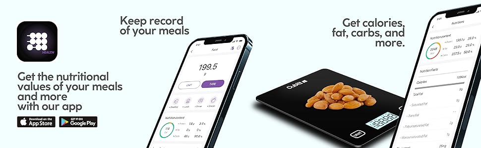 CUBITT Smart Kitchen Scale, Bluetooth Food Scale with Nutritional Calculator for Keto, Macro and Calorie, Digital Grams and Oz for Weight Loss, Cooking and Baking with Smartphone APP (Black Color)