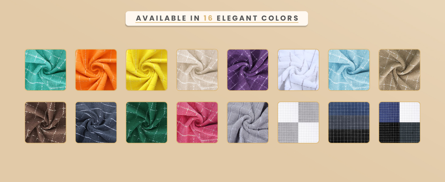 Homaxy 100% Cotton Terry Kitchen Towels(Black, 13 x 28 inches), Checkered Designed, Soft and Super Absorbent Dish Towels, 4 Pack