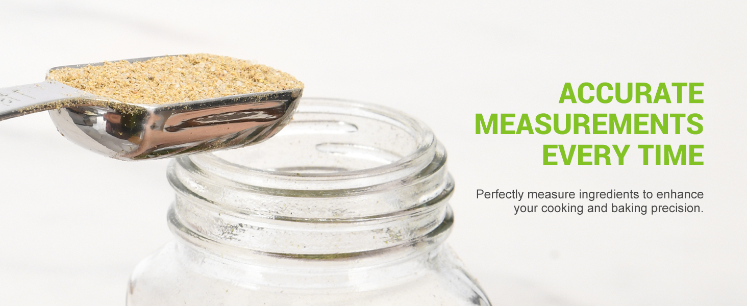 FANGSUN Narrow Measuring Spoons Set of 10, Heavy-Duty Stainless Steel Measuring Spoons with Long Handles & Engraved Measurements, Fits in Spice Jars, for Baking & Cooking