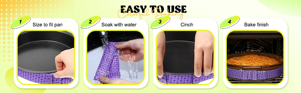 Patelai 6 Pcs Cake Strips for Even Baking Cake Pan Baking Strips Colorful Absorbent Thick Tray Protection Straps for Clean Edges Home Kitchen Supplies