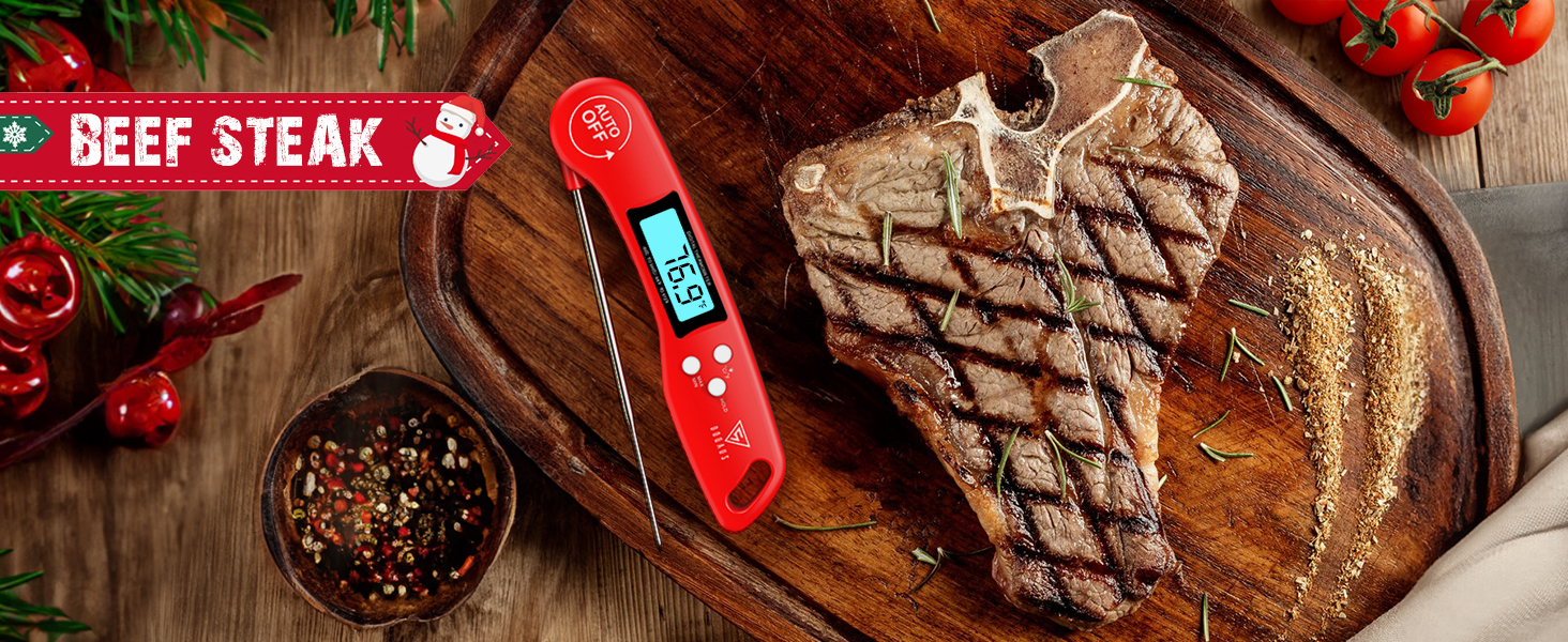 DOQAUS Digital Meat Thermometer, Instant Read Food Thermometer for Cooking with Backlit & Auto-Rotating Display, 4.6” Probe for Grilling, Baking, and Perfect BBQ
