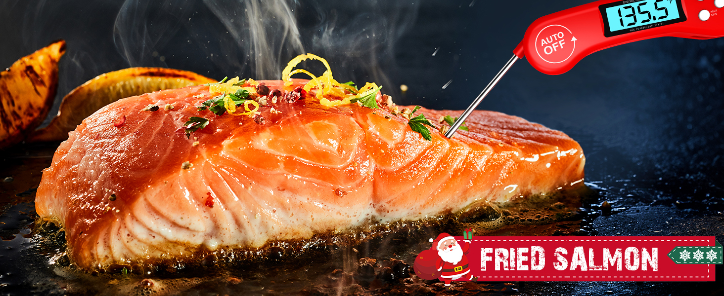 DOQAUS Digital Meat Thermometer, Instant Read Food Thermometer for Cooking with Backlit & Auto-Rotating Display, 4.6” Probe for Grilling, Baking, and Perfect BBQ