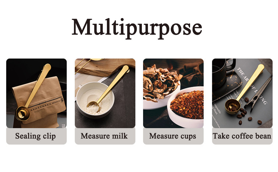 Coffee Scoop Spoon with Bag Clip 2 Pcs,1 Tbsp Stainless Steel Long Handle Measuring Spoons for Ground Coffee and Beans, Loose Tea and Powder(Silver / 15ML)