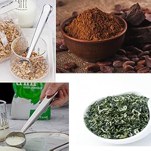 Coffee Scoop Spoon with Bag Clip 2 Pcs,1 Tbsp Stainless Steel Long Handle Measuring Spoons for Ground Coffee and Beans, Loose Tea and Powder(Silver / 15ML)