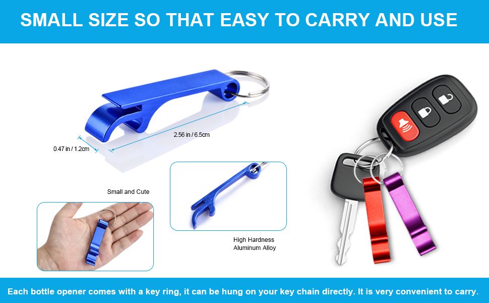 Mcyye 6PCS Colorful Mcyye Beer Bottle Openers, Premium Metal Keychain Bottle Opener, Beverage Bottle Opener for Men, Women, Small and Practical, Easy to Carry, Open the Lids of Beer Bottle Easily