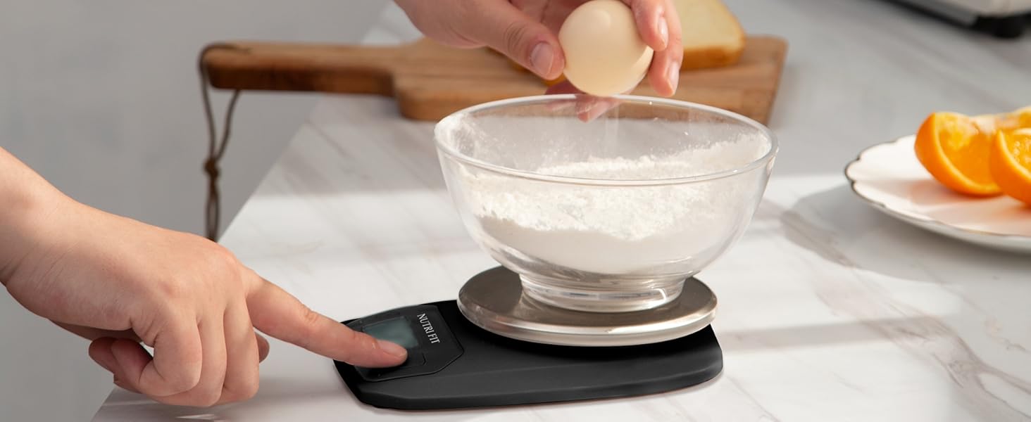 NUTRI FIT Digital Food Scale Small Kitchen Scales Weight in Grams and OZ for Cooking Baking Weight Loss, Stainless Steel Tare & Backlit LCD Display, Black