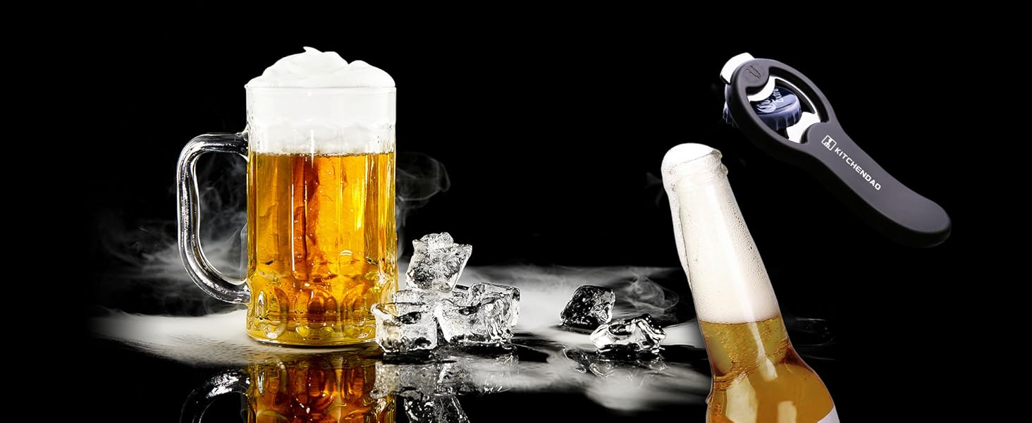 KITCHENDAO 2 in 1 Magnetic Beer Bottle Opener for Fridge and RV with Cap Catcher - Pop Can Soda Can Opener, Stick to Refrigerator for Easy Storage with Magnet, Gift for Men Husband Father