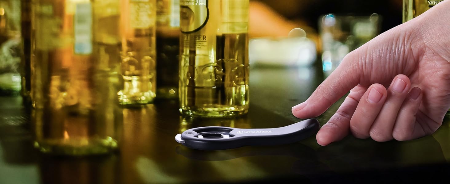 KITCHENDAO 2 in 1 Magnetic Beer Bottle Opener for Fridge and RV with Cap Catcher - Pop Can Soda Can Opener, Stick to Refrigerator for Easy Storage with Magnet, Gift for Men Husband Father