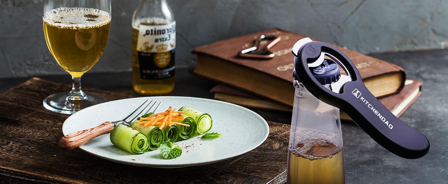 KITCHENDAO 2 in 1 Magnetic Beer Bottle Opener for Fridge and RV with Cap Catcher - Pop Can Soda Can Opener, Stick to Refrigerator for Easy Storage with Magnet, Gift for Men Husband Father