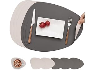 Myir JUN Placemats Set of 8, Vinyl Woven Placemats Place Mats Indoor Set of 8 Washable Table Mats Non-Slip Place mats for Dining Table (Orange, Set of 8)