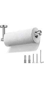 6 Pieces Brushed Nickel Bathroom Hardware Accessories Set Hand Towel Ring 16&23.6 inch Round Towel Bar Silver Toilet Paper Holder Towel Hooks 2 Pieces SUS 304 Stainless Steel,Heavy Duty,Wall Mounted