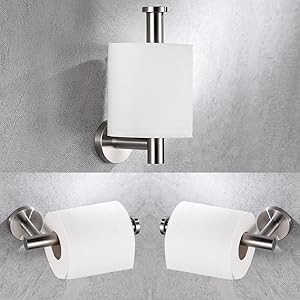 6 Pieces Brushed Nickel Bathroom Hardware Accessories Set Hand Towel Ring 16&23.6 inch Round Towel Bar Silver Toilet Paper Holder Towel Hooks 2 Pieces SUS 304 Stainless Steel,Heavy Duty,Wall Mounted