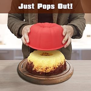 SILIVO Nonstick Fluted Cake Pans (2 Pack) - 7 inch Silicone Cake Pans for Jello, Monkey Bread and Bunte cake