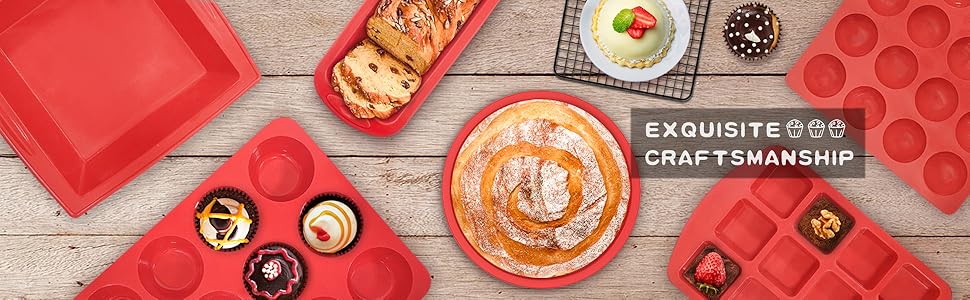 SILIVO Nonstick Fluted Cake Pans (2 Pack) - 7 inch Silicone Cake Pans for Jello, Monkey Bread and Bunte cake