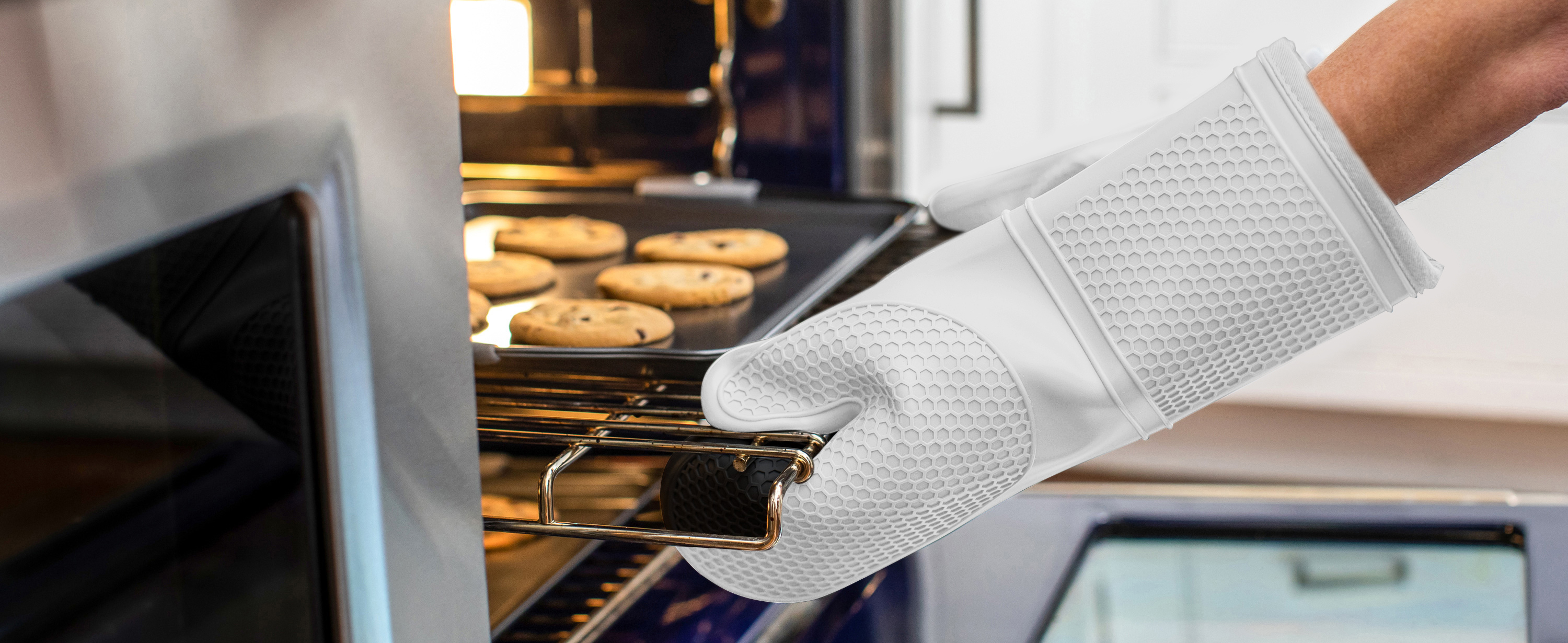 GORILLA GRIP BPA-Free Soft Silicone Oven Mitts and Pot Holders Sets of 4, Heat Resistant Waterproof Cooking Gloves, Thick Cotton Lining, Flexible Gripping for Baking Grilling, Kitchen Trivets, Almond