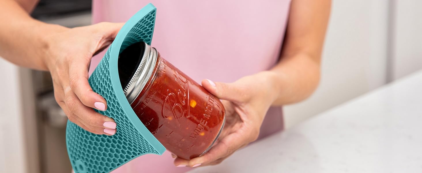 GORILLA GRIP BPA-Free Soft Silicone Oven Mitts and Pot Holders Sets of 4, Heat Resistant Waterproof Cooking Gloves, Thick Cotton Lining, Flexible Gripping for Baking Grilling, Kitchen Trivets, Almond