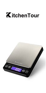 KitchenTour Coffee Scale with Timer for Brew Artisanal Java - Pour Over Scale for Slow Drip and French Press Coffee - Multifunction Kitchen Food Scale with Grams and oz