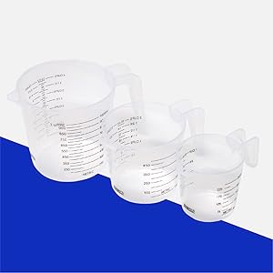 3pc Liquid Measuring Cups Set - 1 Cup, 2 Cup, 1 Quart | Clear Plastic Measure Cups with Long Handles