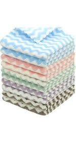Cotton Cleaning Rags Terry Dish Cloths for Washing Dishes, Set of 8 Dish Rags for Cleaning, Light and Soft Dish Towels for Kitchen Drying Dishes, 11.8 Inch x 11.8 Inch (Mix Color)