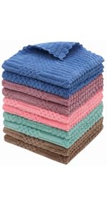 Cotton Cleaning Rags Terry Dish Cloths for Washing Dishes, Set of 8 Dish Rags for Cleaning, Light and Soft Dish Towels for Kitchen Drying Dishes, 11.8 Inch x 11.8 Inch (Mix Color)