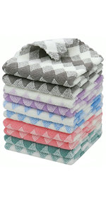 Cotton Cleaning Rags Terry Dish Cloths for Washing Dishes, Set of 8 Dish Rags for Cleaning, Light and Soft Dish Towels for Kitchen Drying Dishes, 11.8 Inch x 11.8 Inch (Mix Color)