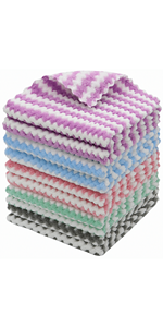 Cotton Cleaning Rags Terry Dish Cloths for Washing Dishes, Set of 8 Dish Rags for Cleaning, Light and Soft Dish Towels for Kitchen Drying Dishes, 11.8 Inch x 11.8 Inch (Mix Color)