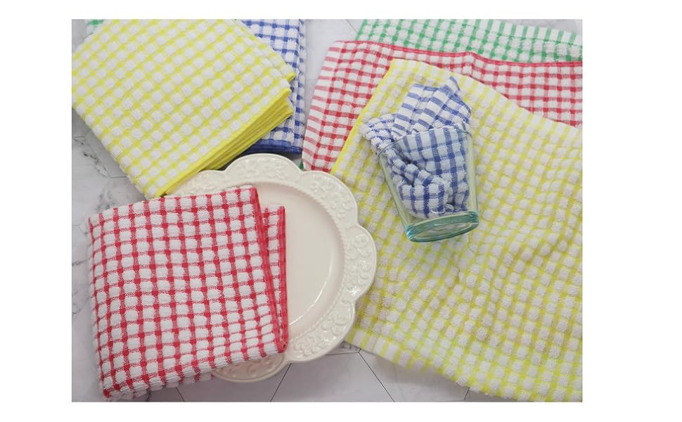 Cotton Cleaning Rags Terry Dish Cloths for Washing Dishes, Set of 8 Dish Rags for Cleaning, Light and Soft Dish Towels for Kitchen Drying Dishes, 11.8 Inch x 11.8 Inch (Mix Color)