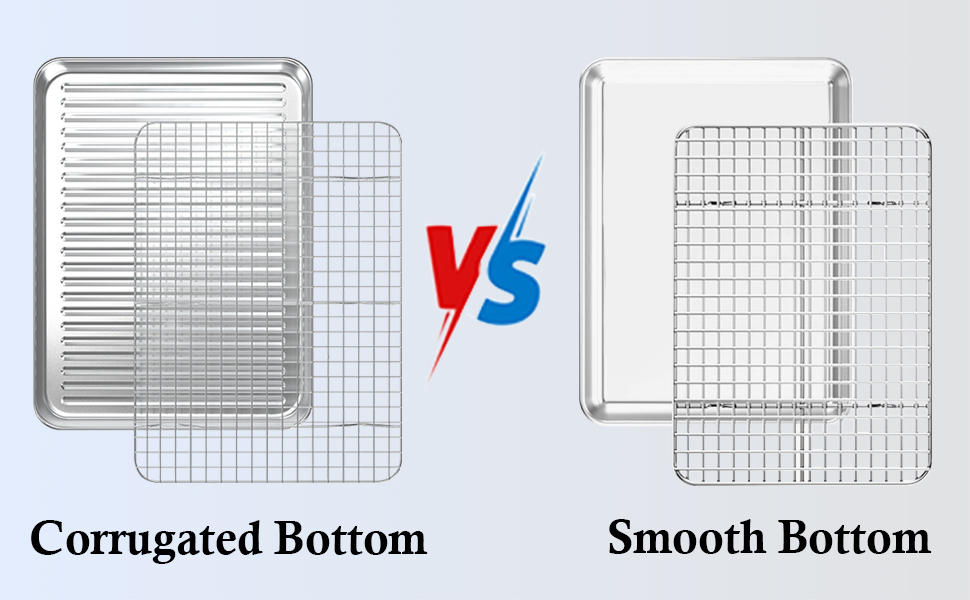 ROTTAY Baking Sheet with Rack Set (2 Pans + 2 Racks), Stainless Steel Cookie Sheet with Cooling Rack, Nonstick Baking Pan, Warp Resistant & Heavy Duty & Rust Free, Size 16 x 12 x 1 Inches