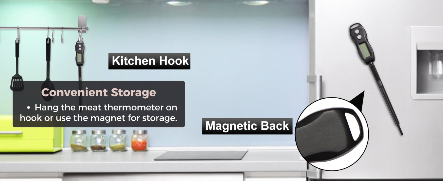 Digital Meat Thermometer Backlight,Waterproof Instant Read Food Thermometer for Cooking Grilling BBQ Baking Liquids Beef Turkey (Black)