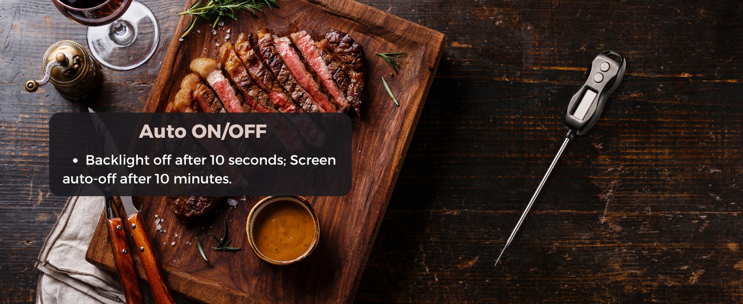 Digital Meat Thermometer Backlight,Waterproof Instant Read Food Thermometer for Cooking Grilling BBQ Baking Liquids Beef Turkey (Black)