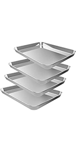 Quarter Sheet Pan with Cooling Rack Set [2 Baking Sheets + 2 Baking Racks], CEKEE Stainless Steel Cookie Sheets for Baking and Wire Rack - Rust & Warp Resistant & Nonstick, Size 12 x 9.8 x 1 Inch