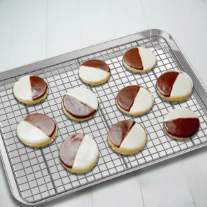 Quarter Sheet Pan with Cooling Rack Set [2 Baking Sheets + 2 Baking Racks], CEKEE Stainless Steel Cookie Sheets for Baking and Wire Rack - Rust & Warp Resistant & Nonstick, Size 12 x 9.8 x 1 Inch