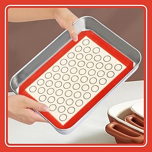 Baking Sheet with Silicone Baking Mat Set,CEKEE Stainless Steel Baking Sheet Pan Tray, Cookie Sheets for Baking, 6PCS Baking Supplies Bakeware Sets for Oven Making Cookies, Macaroons, Bread