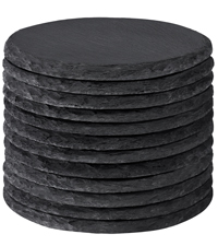 Slate Coasters with Holder, MAPRIAL 4 Inch Coaster Set of 12 Round Black Slate Stone DIY Coasters with Anti-Scratch Backing for Halloween Christmas, Bar, Kitchen, Home Decor, Gifts for Mom, Dad