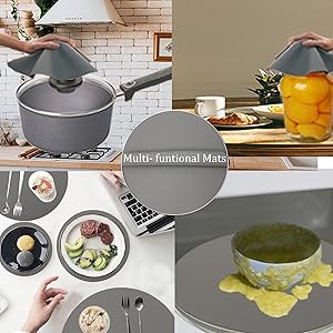 Silicone Baking Mat 12 Inch, Non Stick Microwave Turntable Mat for Kitchen, Multi-Purpose Heat Resistant Oven Mat 2 Pack (Gray)