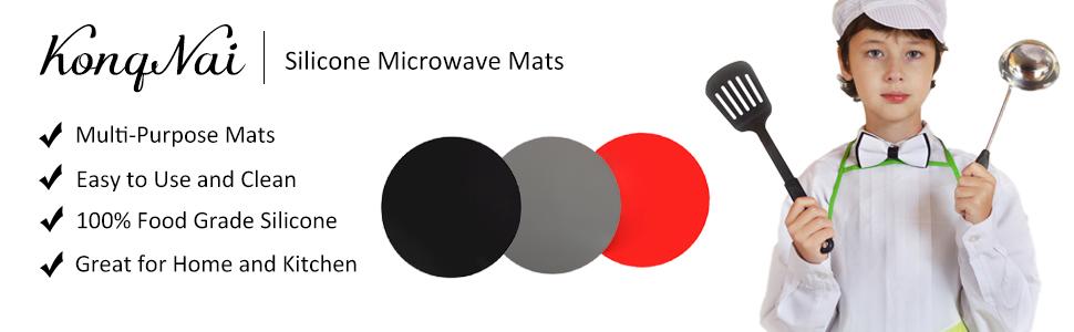 Silicone Baking Mat 12 Inch, Non Stick Microwave Turntable Mat for Kitchen, Multi-Purpose Heat Resistant Oven Mat 2 Pack (Gray)