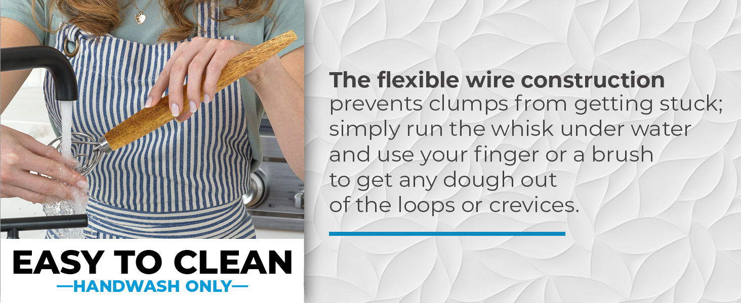 Zulay Kitchen 13 Inch Danish Dough Whisk - Large Wooden Danish Whisk For Dough With Stainless Steel Ring - Traditional Dutch Whisk Baking Tool For Bread, Batter, Cake, Pastry (Ashwood)