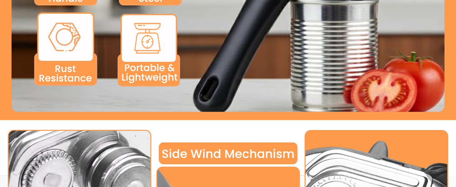 Bellemain Stainless Steel Can Opener – Manual Can Opener For seniors - Ergonomic Smooth edge Can Opener Hand Held Heavy Duty – Easy to use can opener safe cut