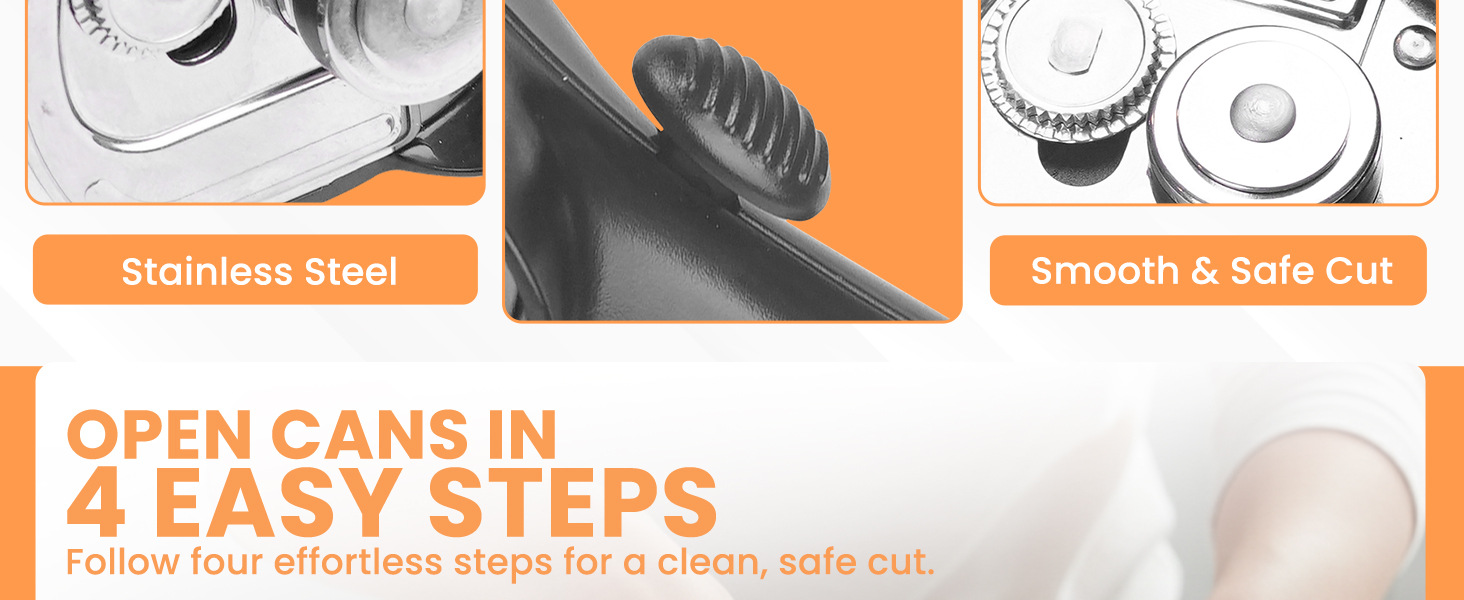 Bellemain Stainless Steel Can Opener – Manual Can Opener For seniors - Ergonomic Smooth edge Can Opener Hand Held Heavy Duty – Easy to use can opener safe cut